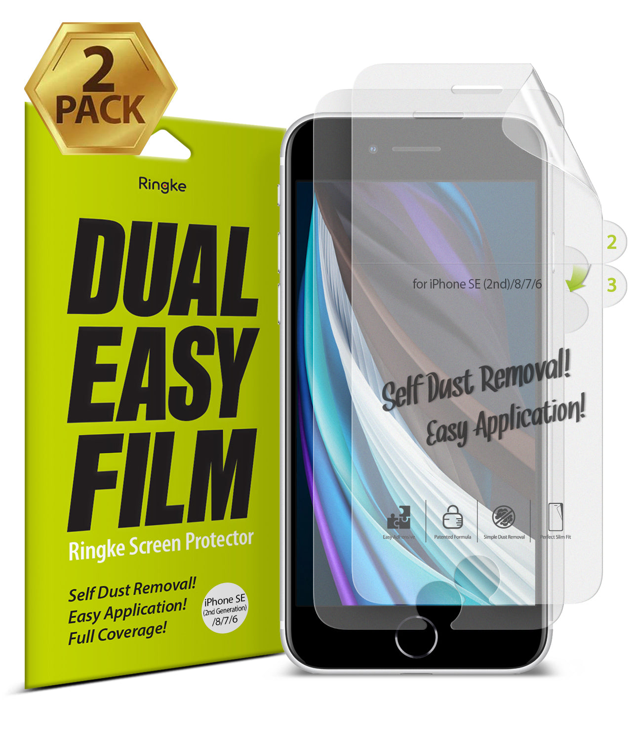 ringke dual easy film screen protector designed for apple iphone 7 / iphone 8 / iphone se 2020 