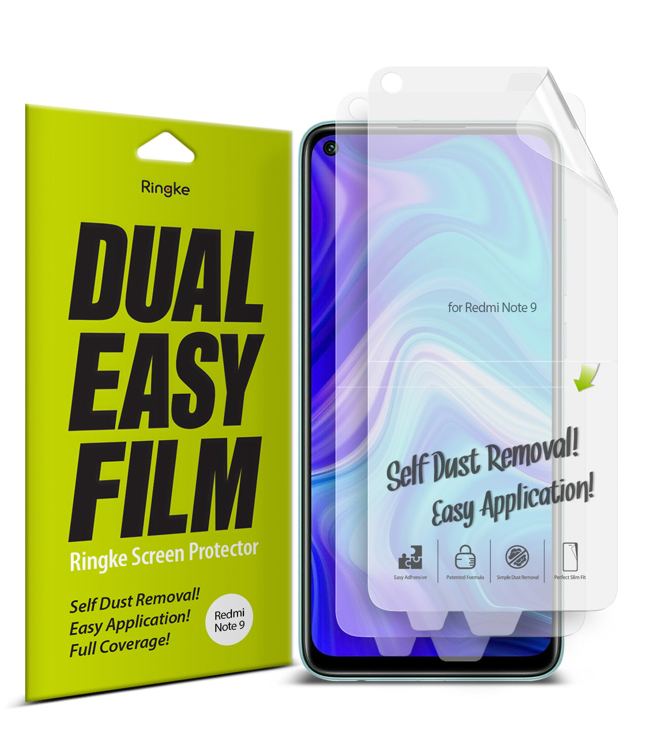 ringke dual easy film screen protector for xiaomi redmi note 9