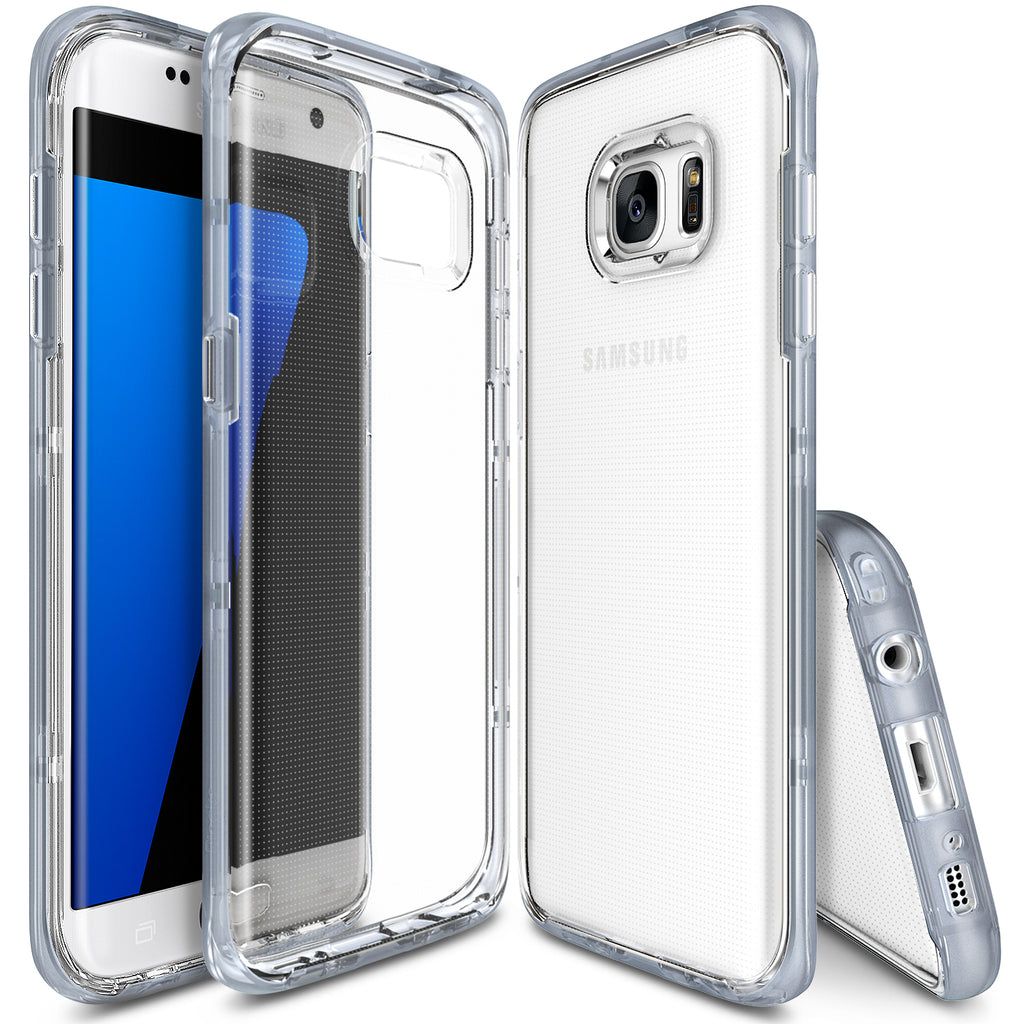 ringke frame clear back advanced bumper protection cover case for galaxy s7 edge frost gray