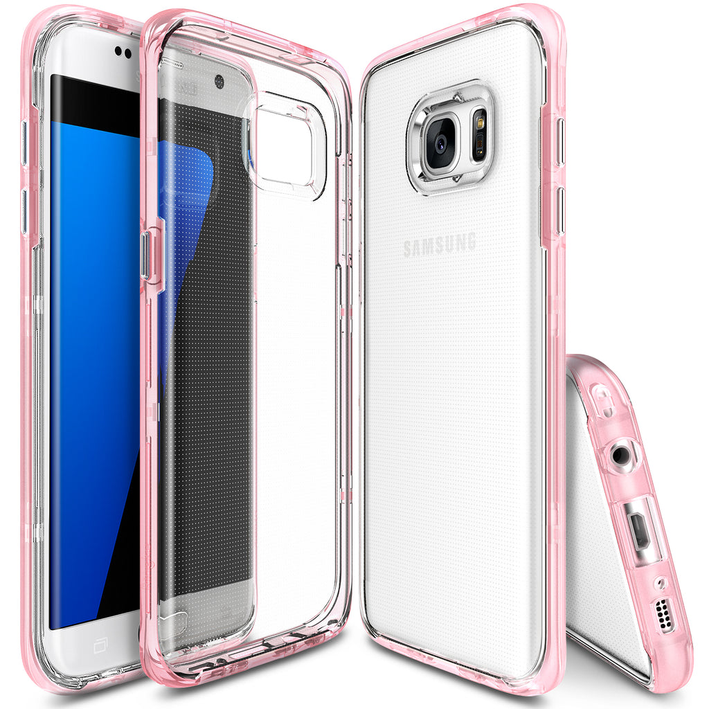 ringke frame clear back advanced bumper protection cover case for galaxy s7 edge frost pink