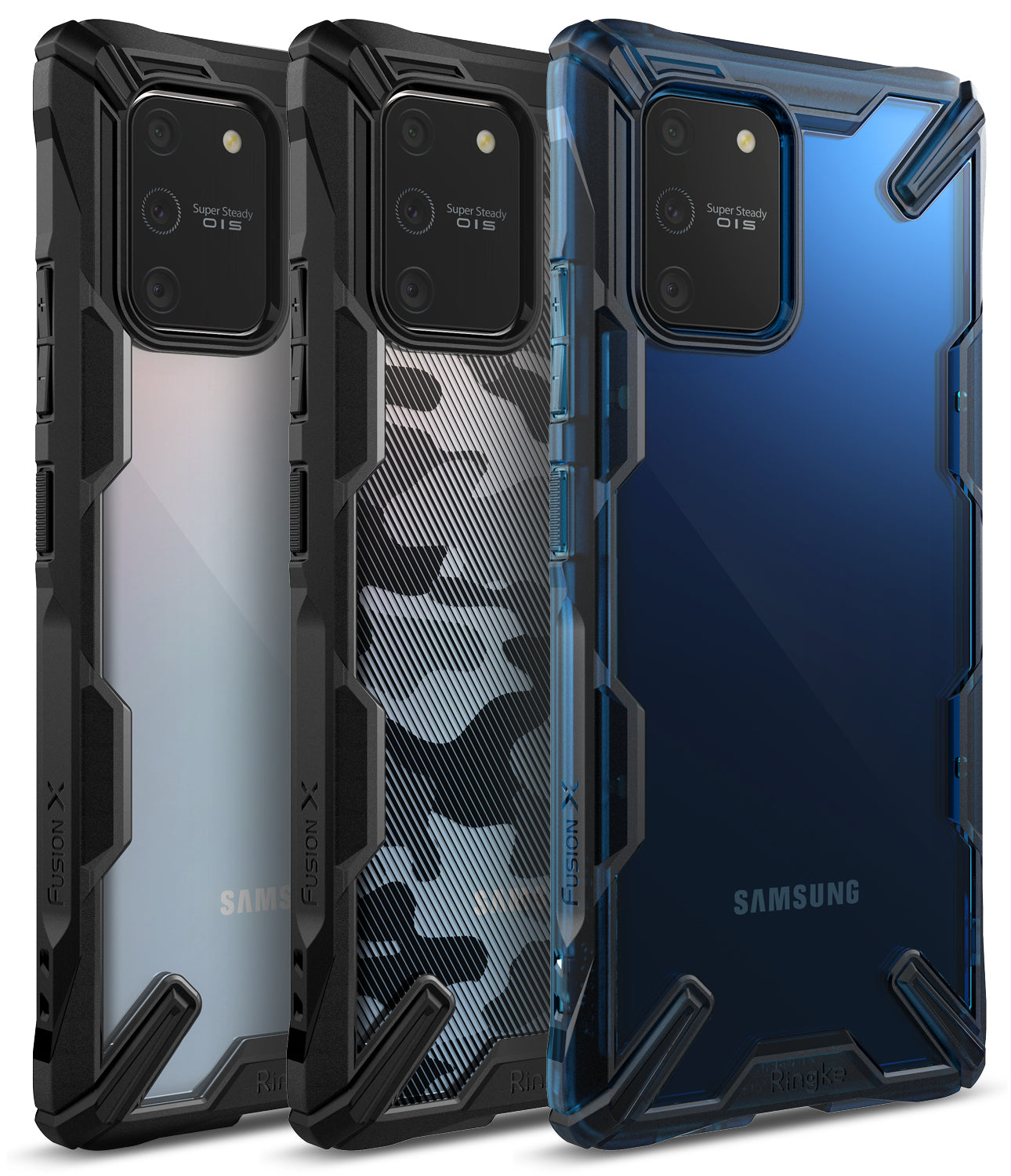 Ringke Fusion-X Case for Galaxy S10 Lite, Black, Camo Black, Space Blue