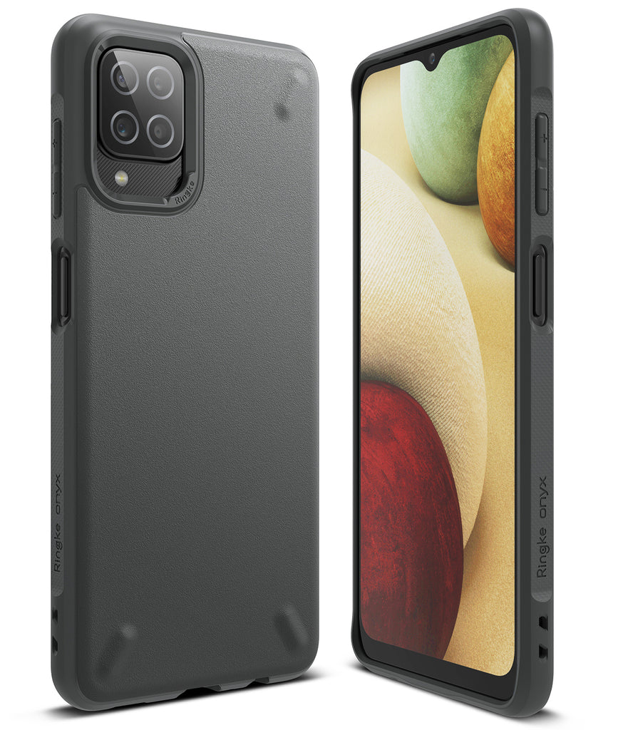 samsung galaxy a12 case, galaxy a02 case, ringke onyx dark gray