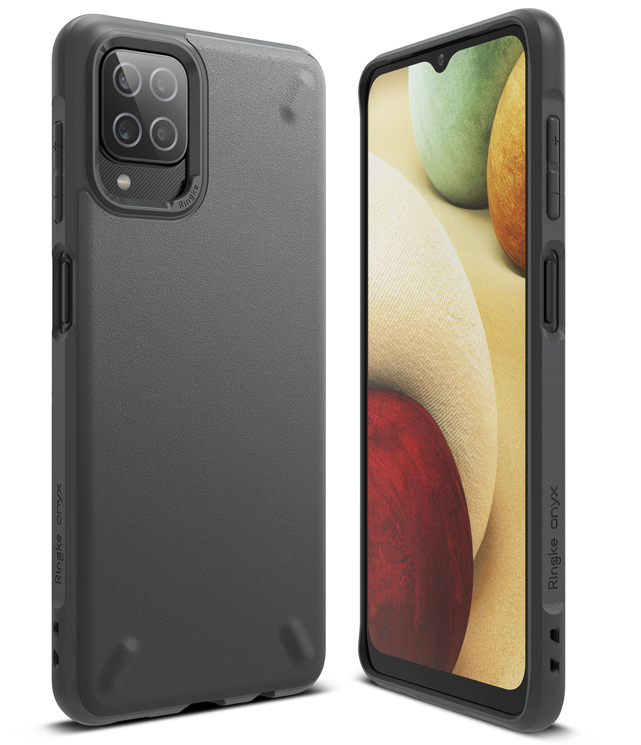 samsung galaxy a12 case, galaxy a02 case, ringke onyx dark gray