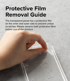 Protective Film Removal Guide l The transparent panel has a protective film on the inner and outer side to prevent undue scratches. Please remove both protective films before use of the product.
