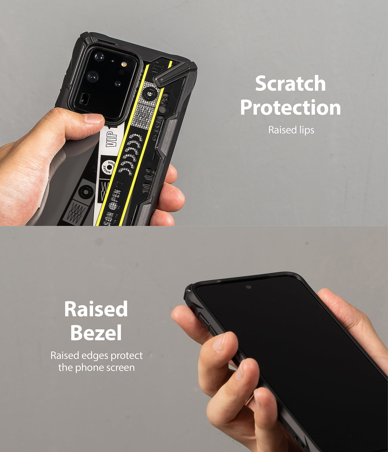 scratch protection with raised lips