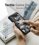 Tactile Camo Design l Elevate your style with a layered camouflage pattern.