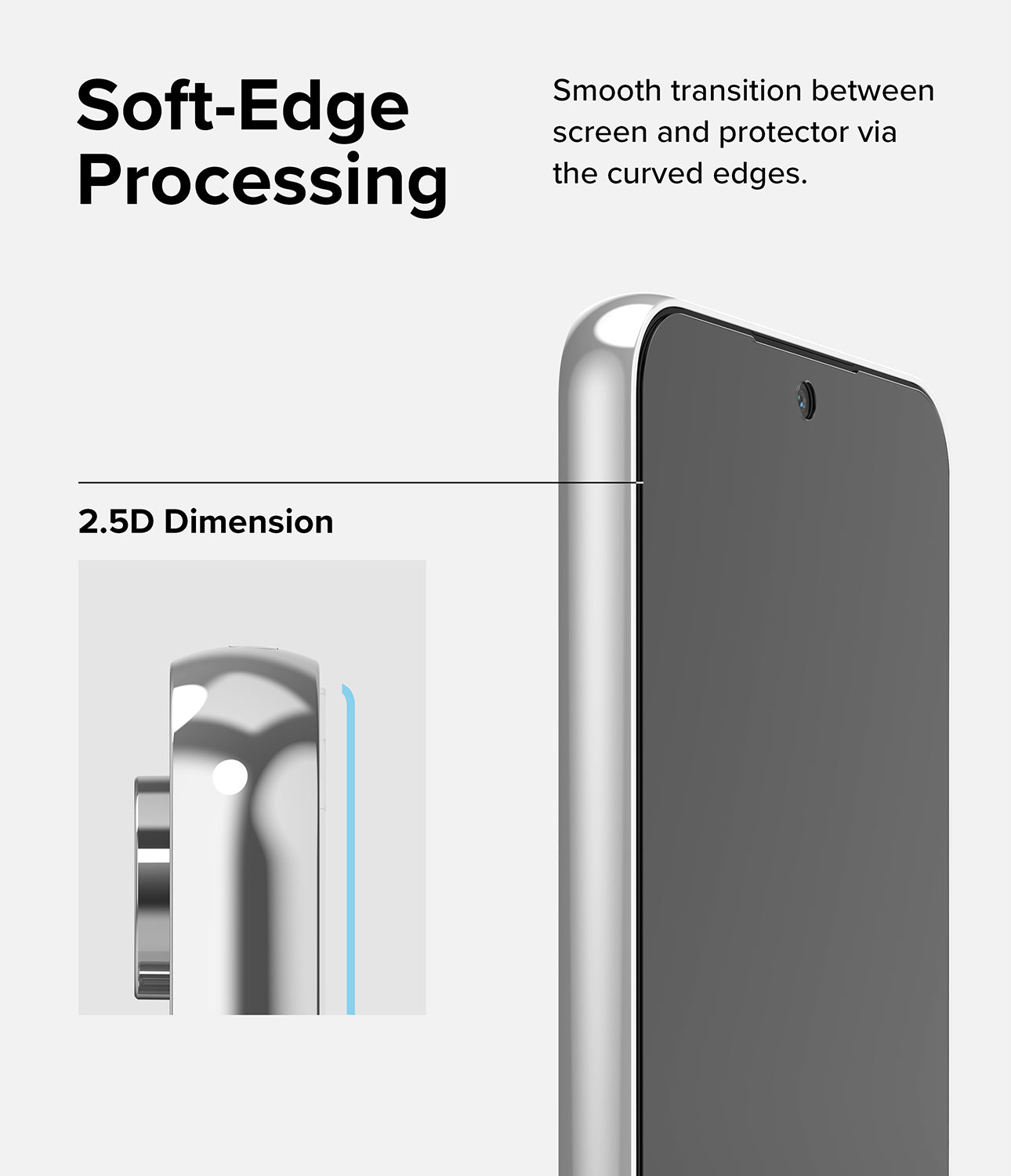 Soft-Edge Processing - Smooth transition between screen and protector via the curved edges.