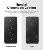 Special Oleophobic Coating l Oleophobic Coating is resistant to oil for easy removal of fingerprints, smudges, and water droplets.