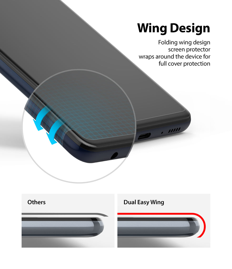 folding sing design screen protector wraps around the device for full cover protection