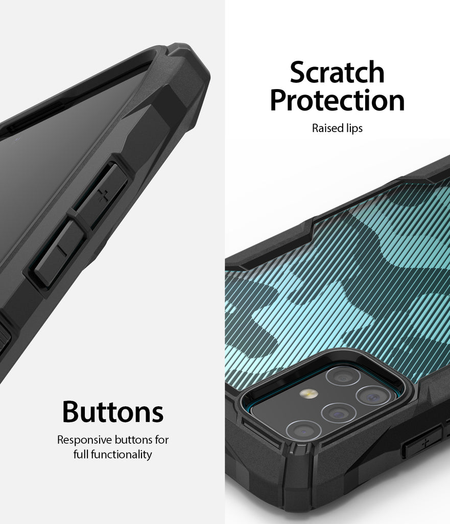 scratch protection raised lip, responsive buttons for full functionality
