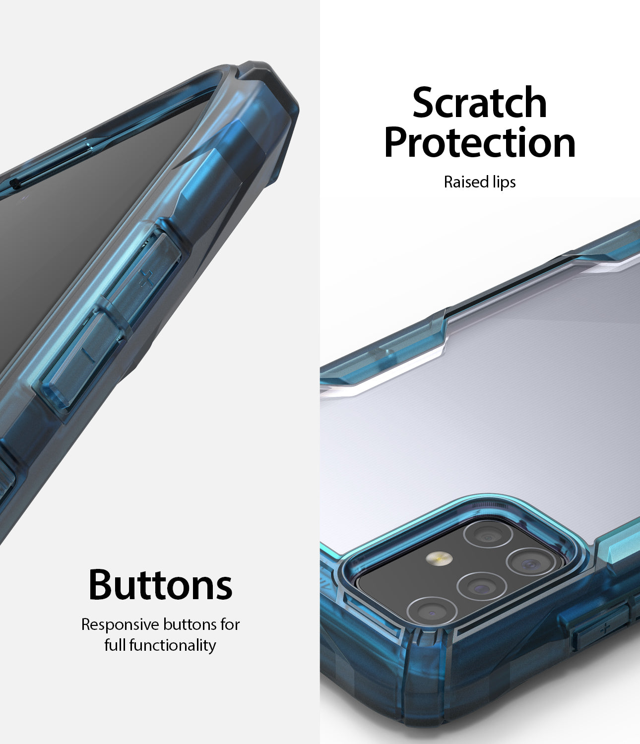 scratch resistant protection with button cutouts