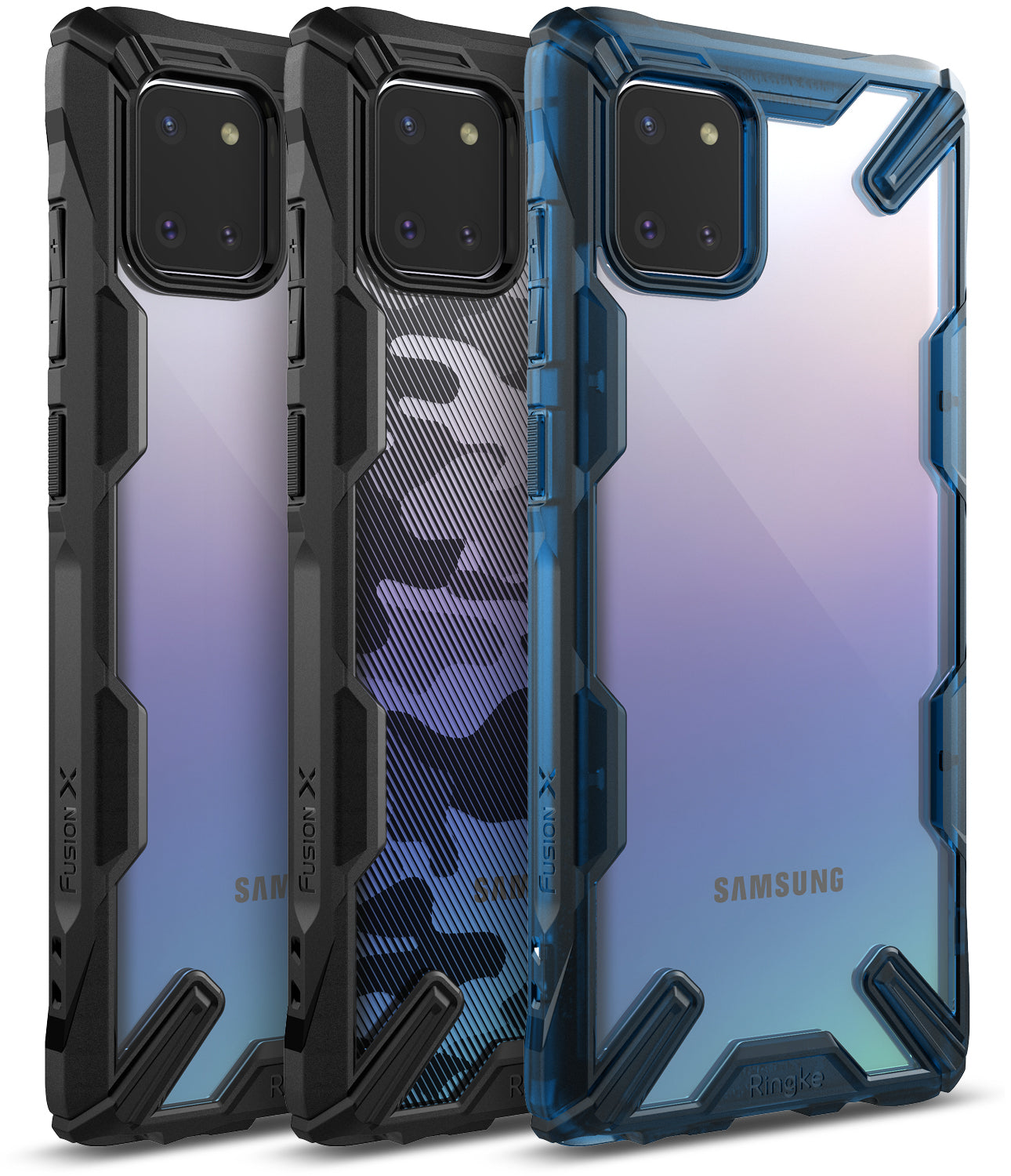 Ringke Fusion-X Case designed for Galaxy Note 10 Lite 2020, Black, Camo Black, Space Blue