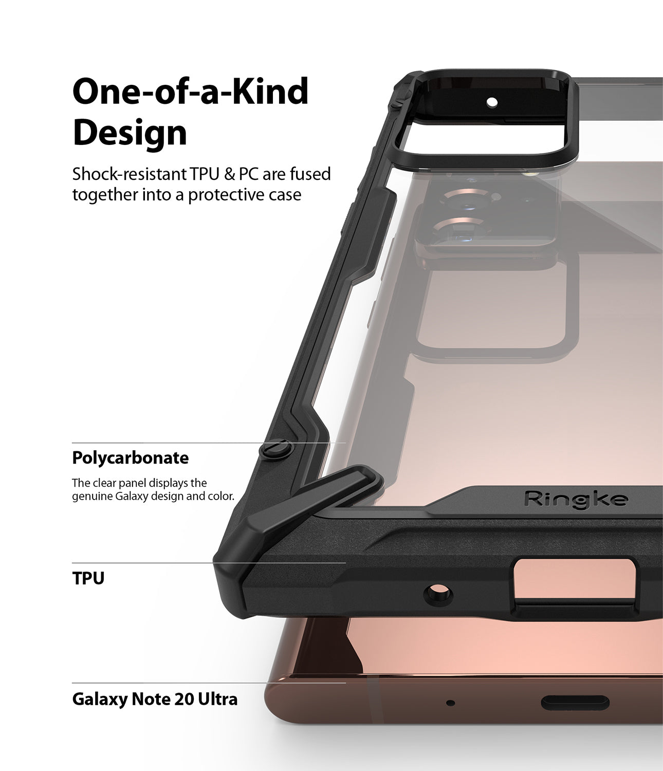 shock resistant TPU and PC are fused together into a protective case