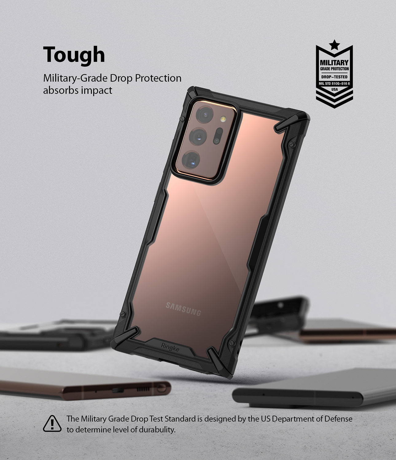military grade drop protection absorbs impact