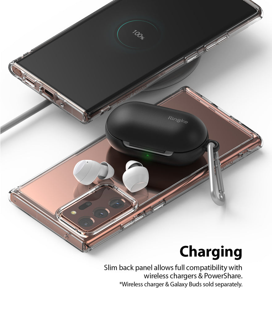 slim back panel allows full compatibility with wireless charger & powershare