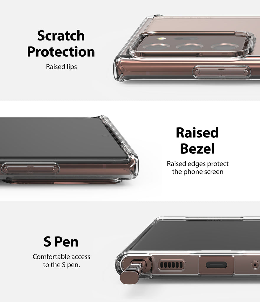 scratch protection with raised lips and bezel / comfortable access to s pen