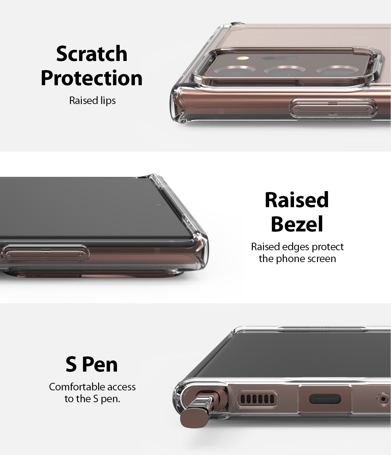 scratch protection, raised bezel, s pen access