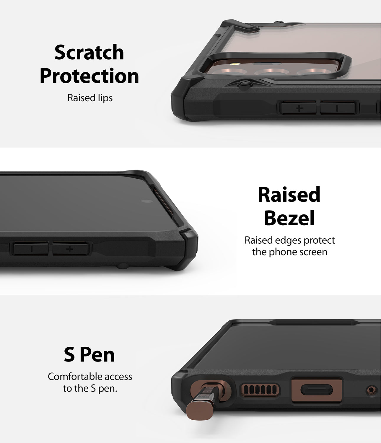 scratch protection with raised lips and bezel