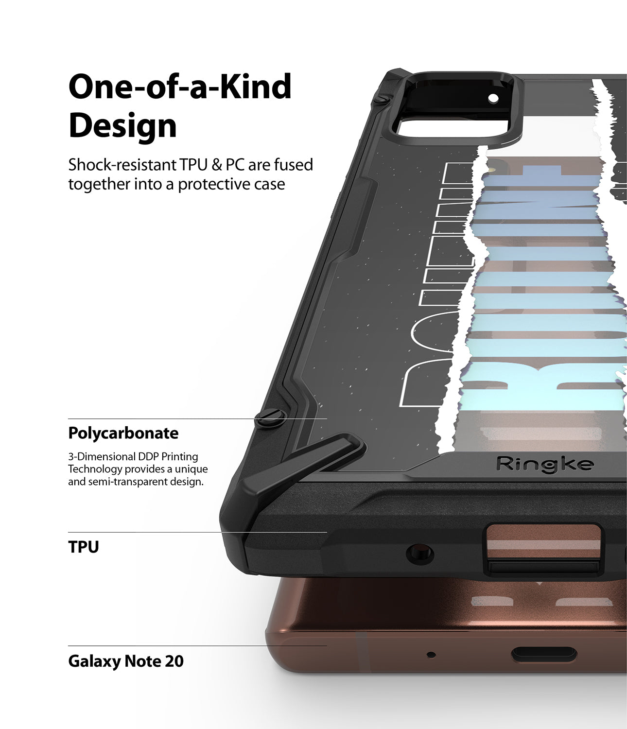 shock resistant TPU and PC are fused together into a protective case