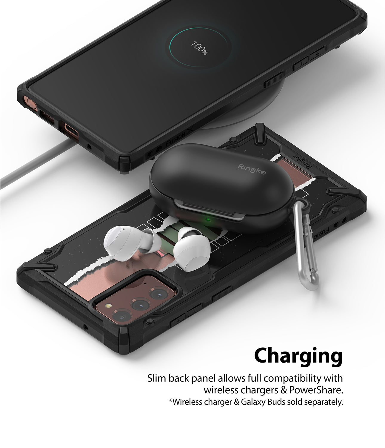 slim back panel allows full compatibility with wireless charging & powershare