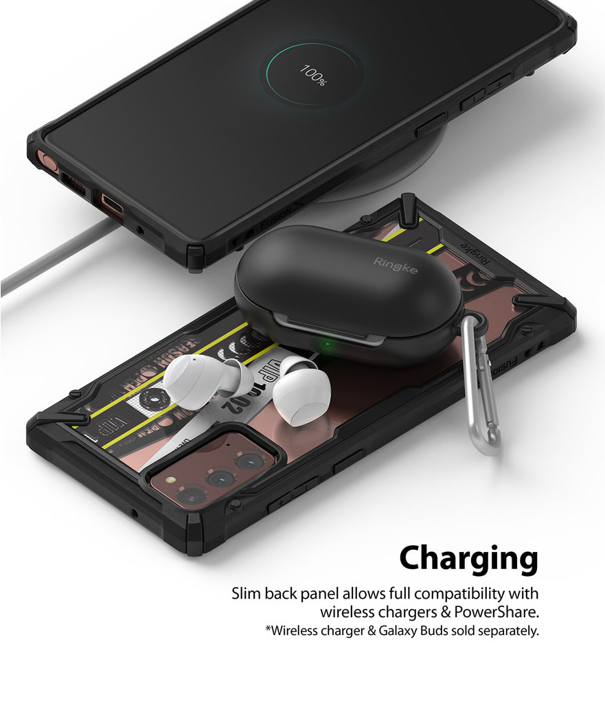 slim back panel allows full compatibility with wireless charging & powershare