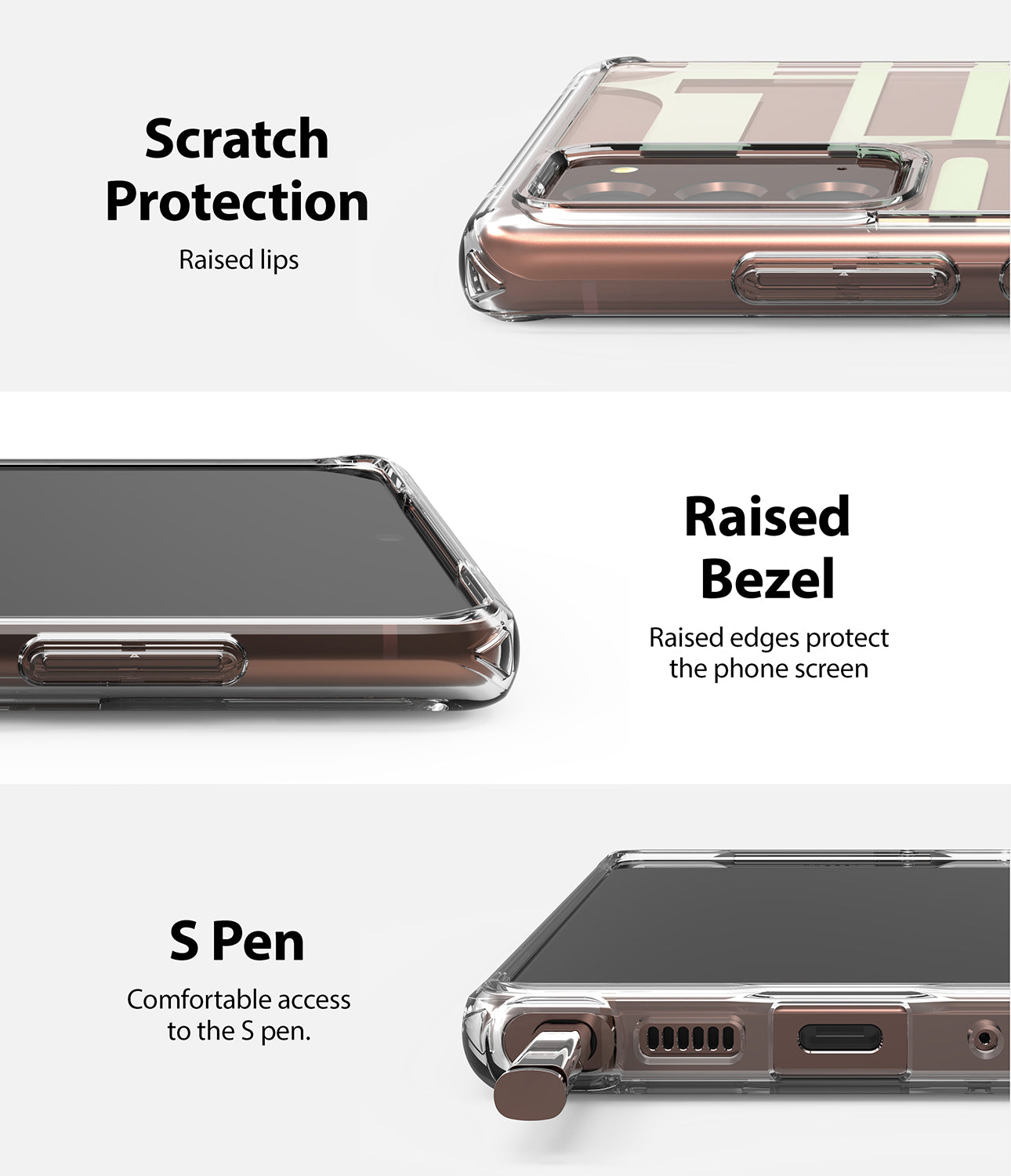 scratch protection with raised lips and bezel / comfortable access to the s pen
