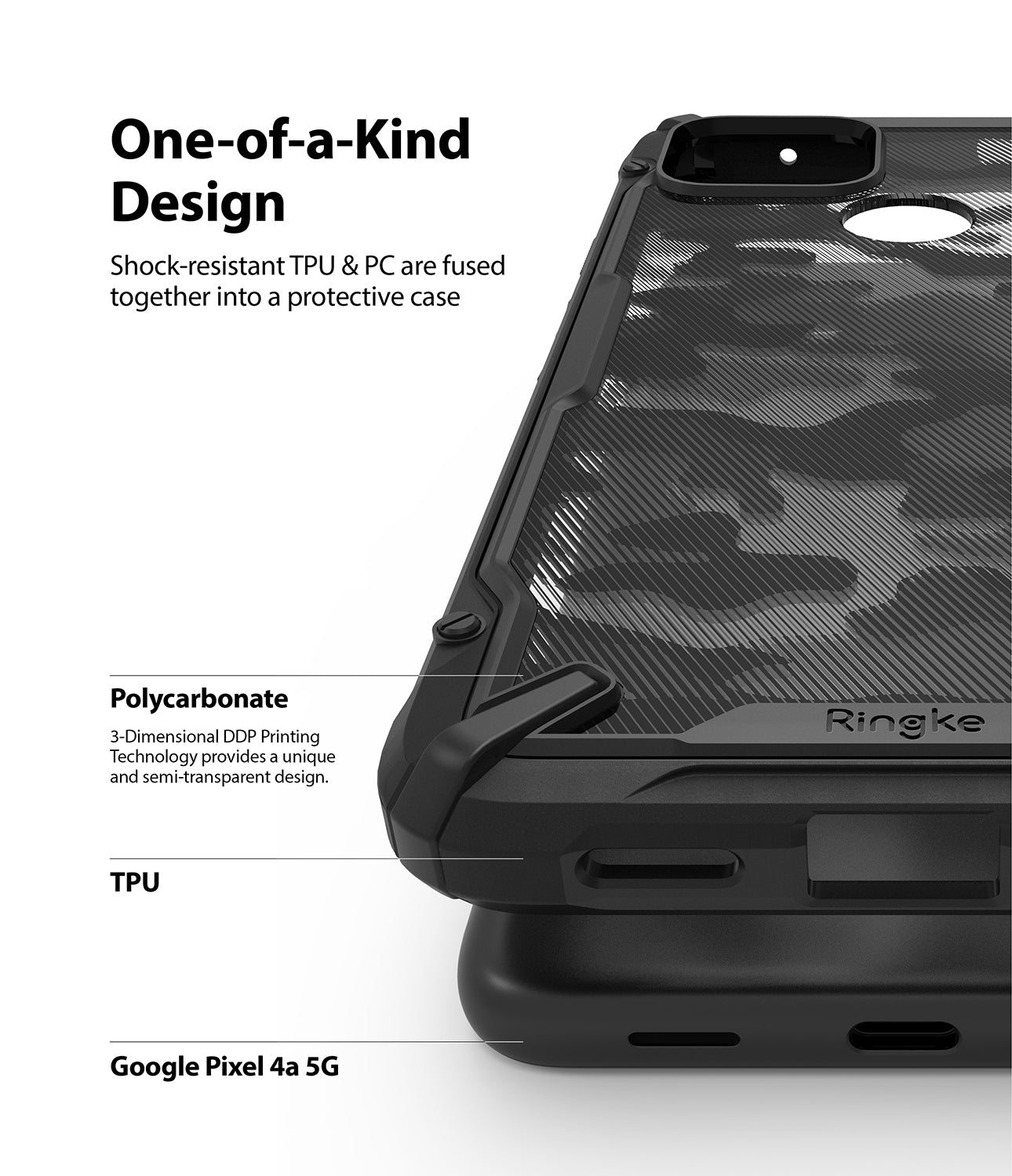 shock resistant tpu and pc are fused together into a protective case
