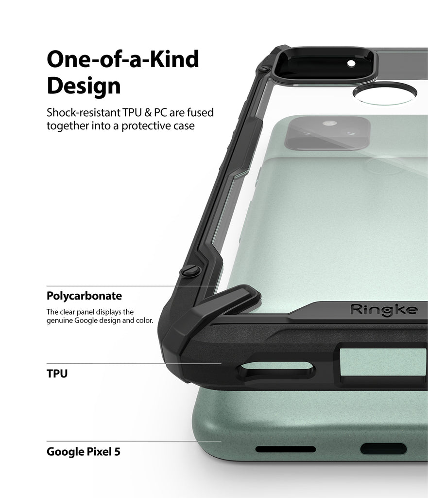 shock resistant TPU and PC are fused together into a protective case