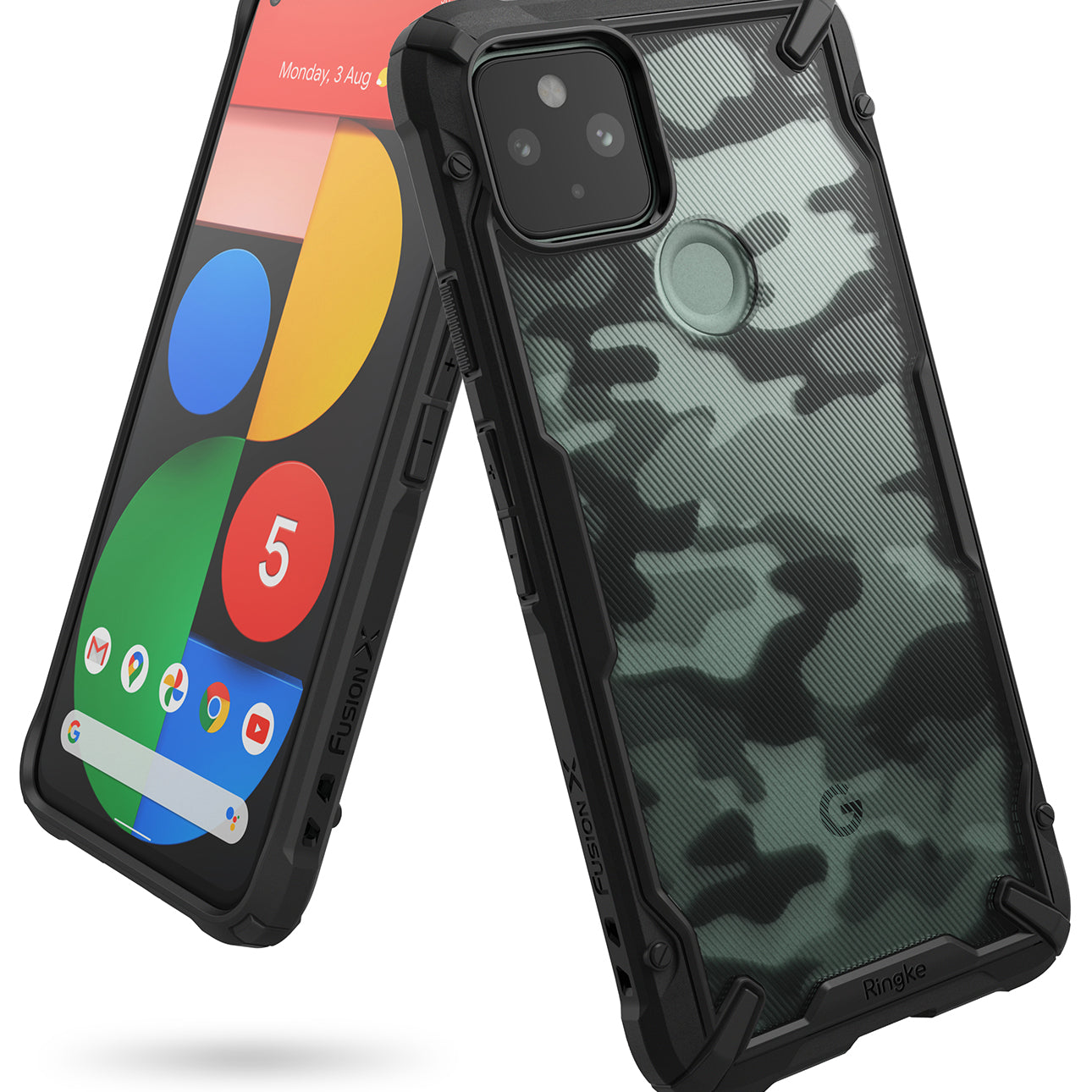 google pixel 5 case - ringke fusion-x  camo black