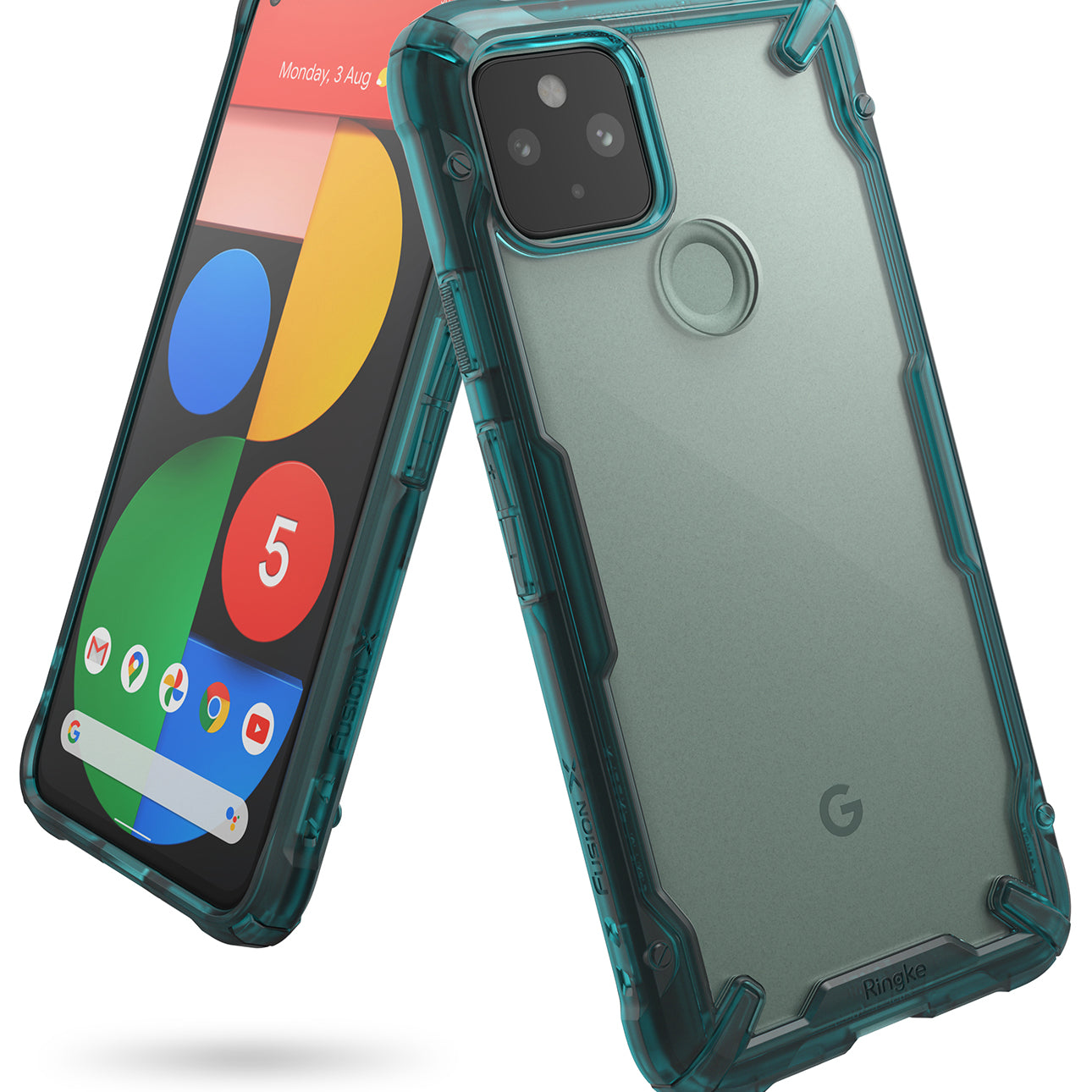 google pixel 5 case - ringke fusion-x  turquoise green