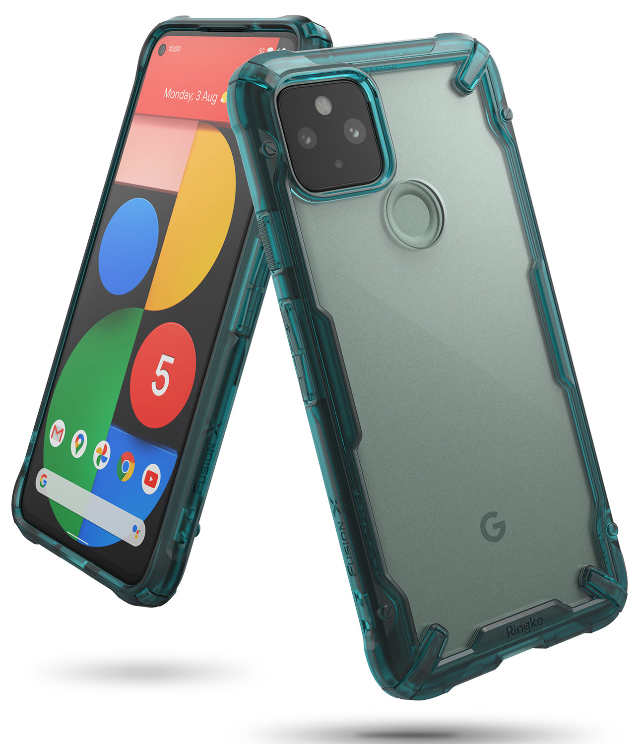 google pixel 5 case - ringke fusion-x  turquoise green
