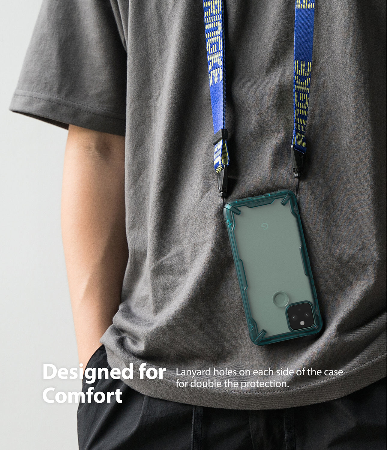 lanyard holes on each side of the case to double the protection