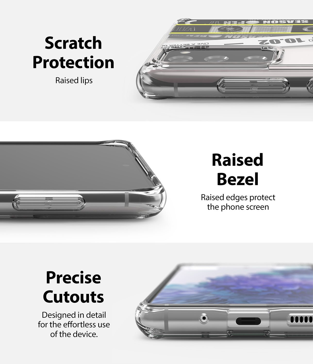 scratch protection with raised lips and bezel