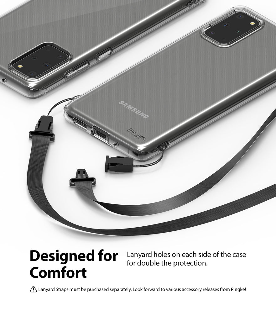 Ringke Galaxy S20 plus Case Air Clear, Smoke Black, lanyard holes, designed for comfort