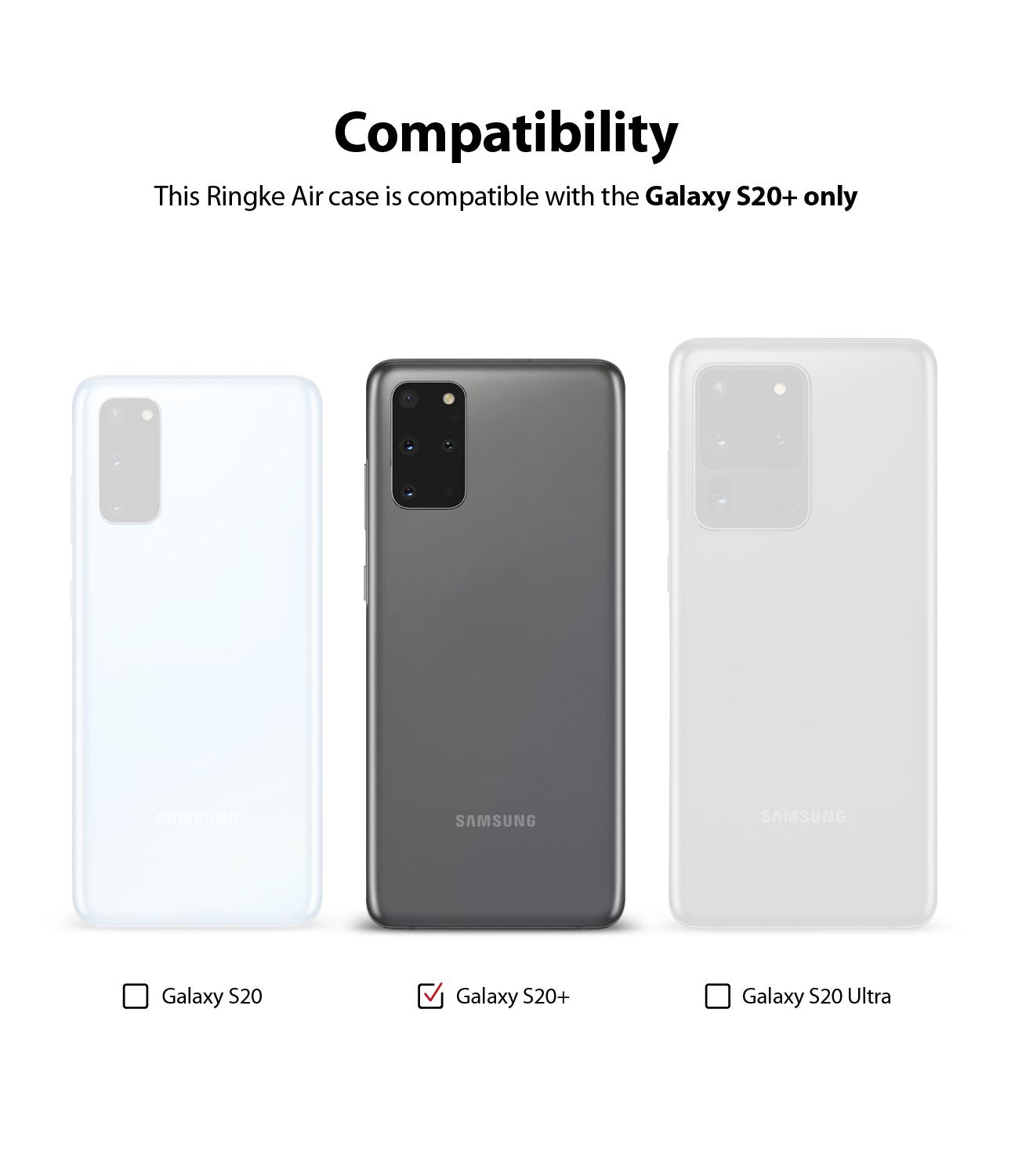 Ringke Galaxy S20 plus Case Air Clear, Smoke Black, compatibility