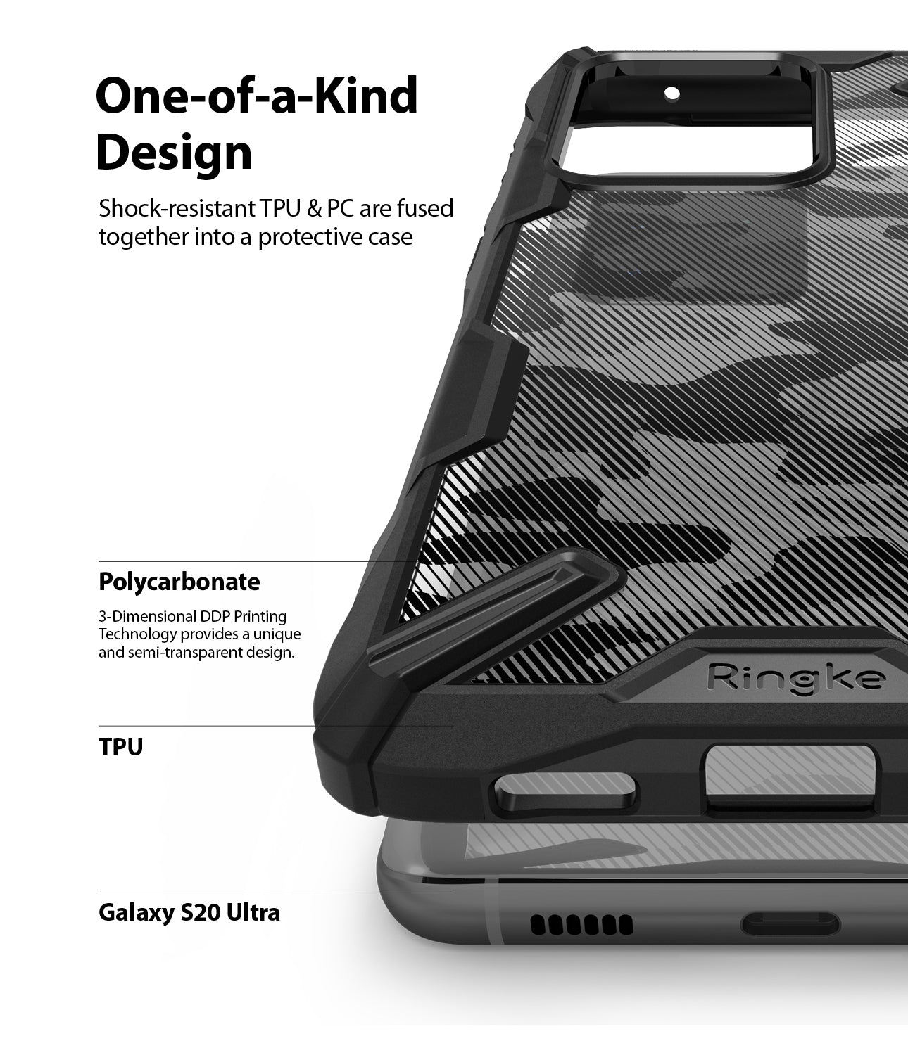 Ringke Fusion-X case for Samsung Galaxy S20 Ultra camo black Color