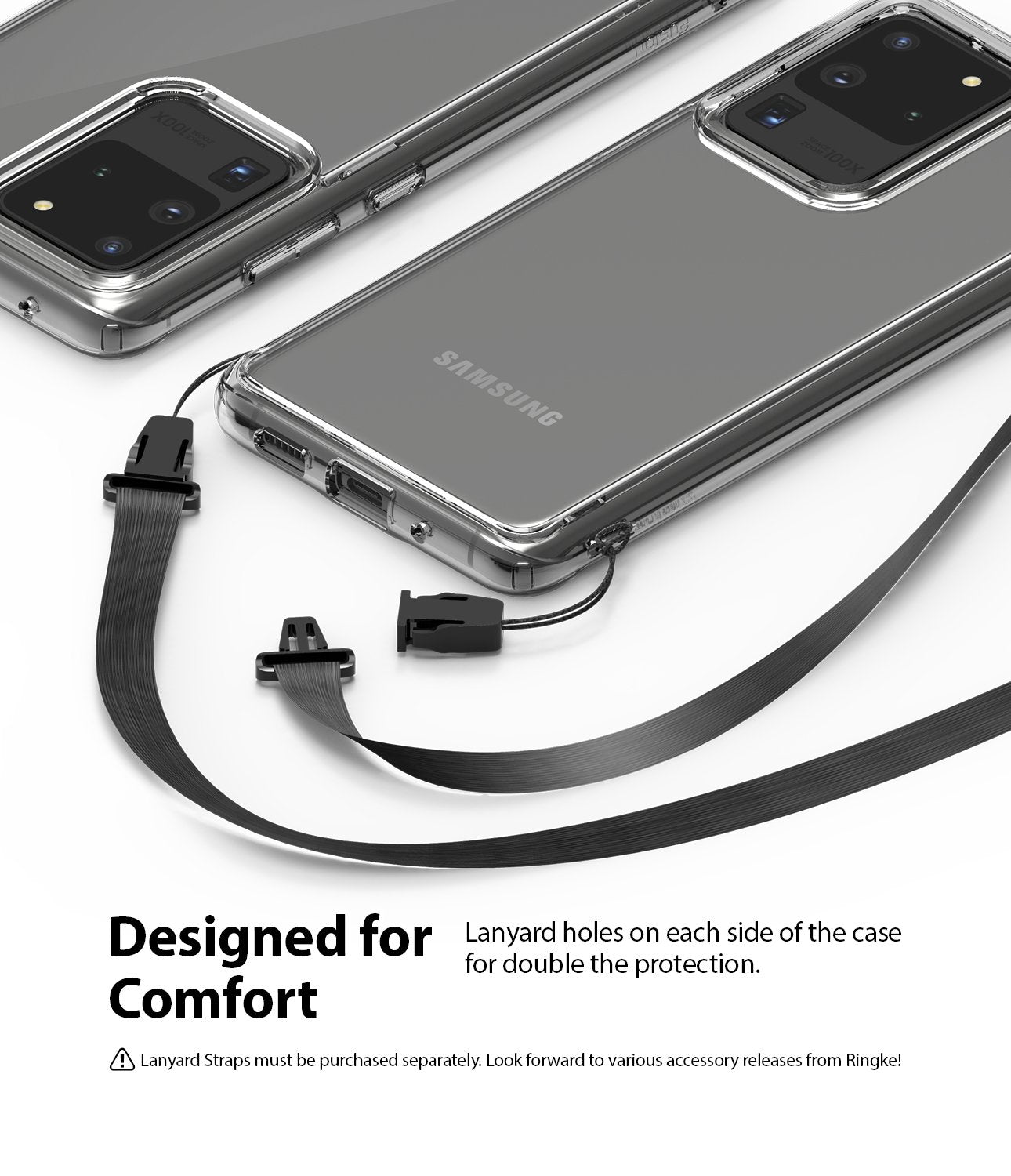 Ringke Galaxy S20 Ultra Case, FUSION, CLEAR, lanyard hole