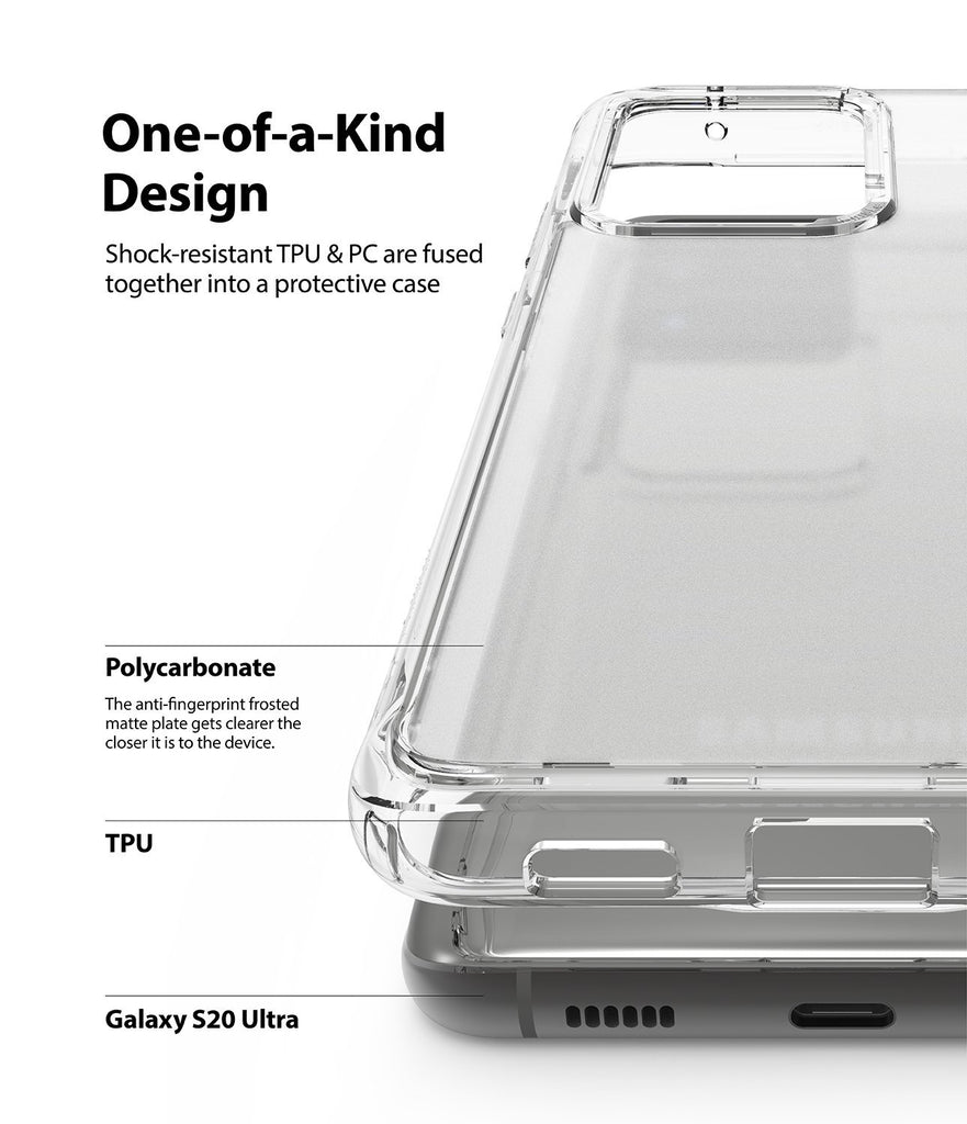 ringke Galaxy S20 Ultra Case Fusion case, No-Smudge Matte, frost clear, one-of-kind design