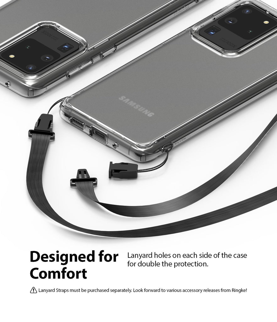 ringke Galaxy S20 Ultra Case Fusion case, No-Smudge Matte, frost clear, lanyard hole