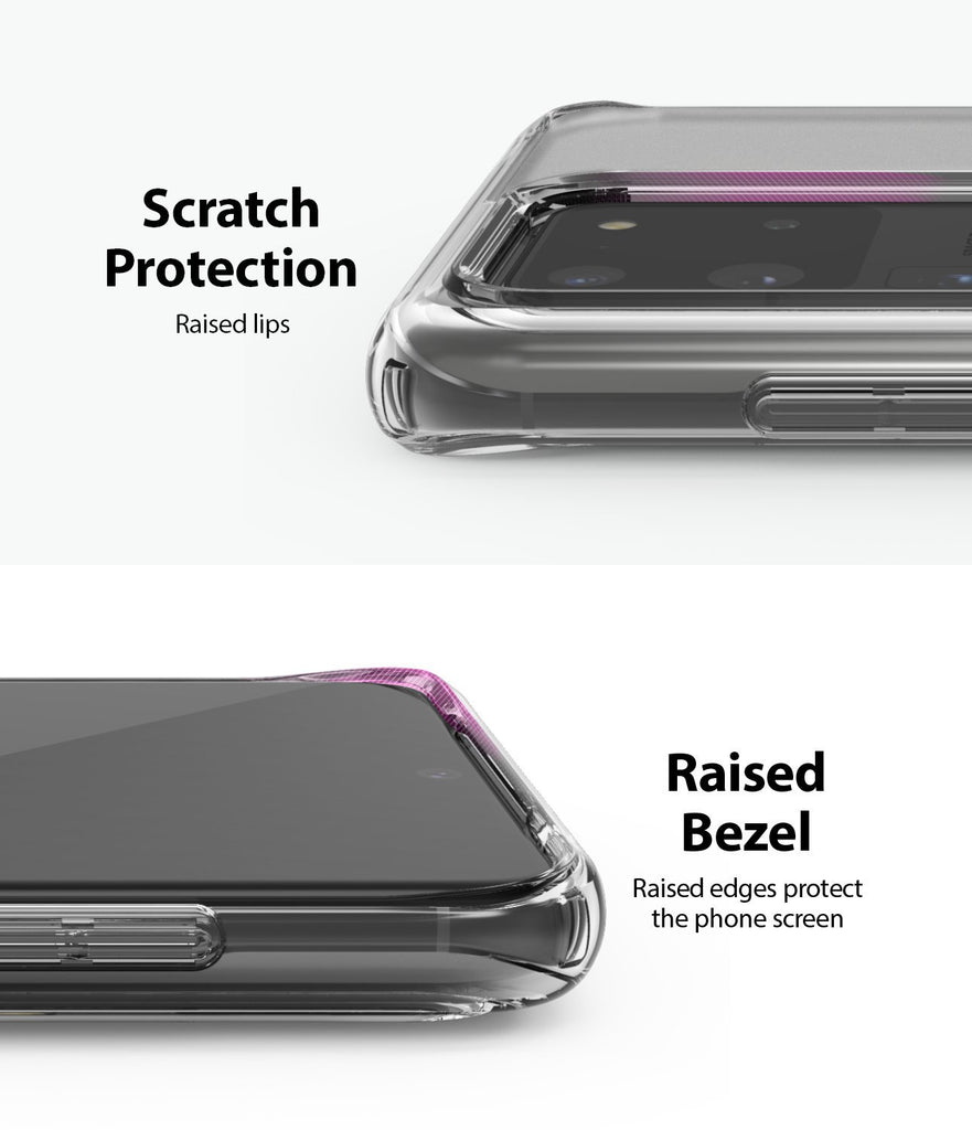 ringke Galaxy S20 Ultra Case Fusion case, No-Smudge Matte, frost clear, camera protection, raised bezel, scratch protection