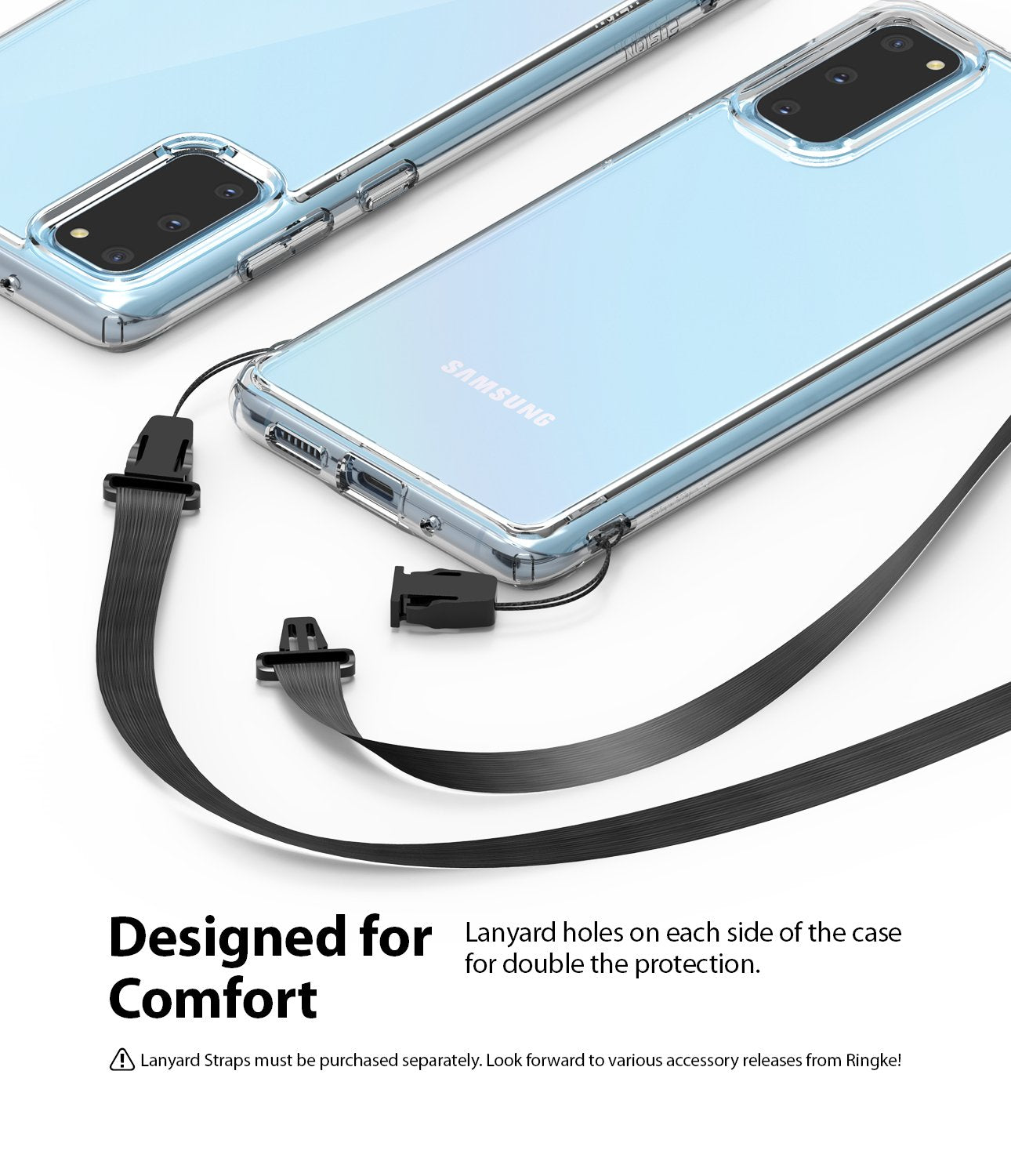 Ringke Fusion case for Samsung Galaxy S20 5g, lanyard holes, designed for comfort