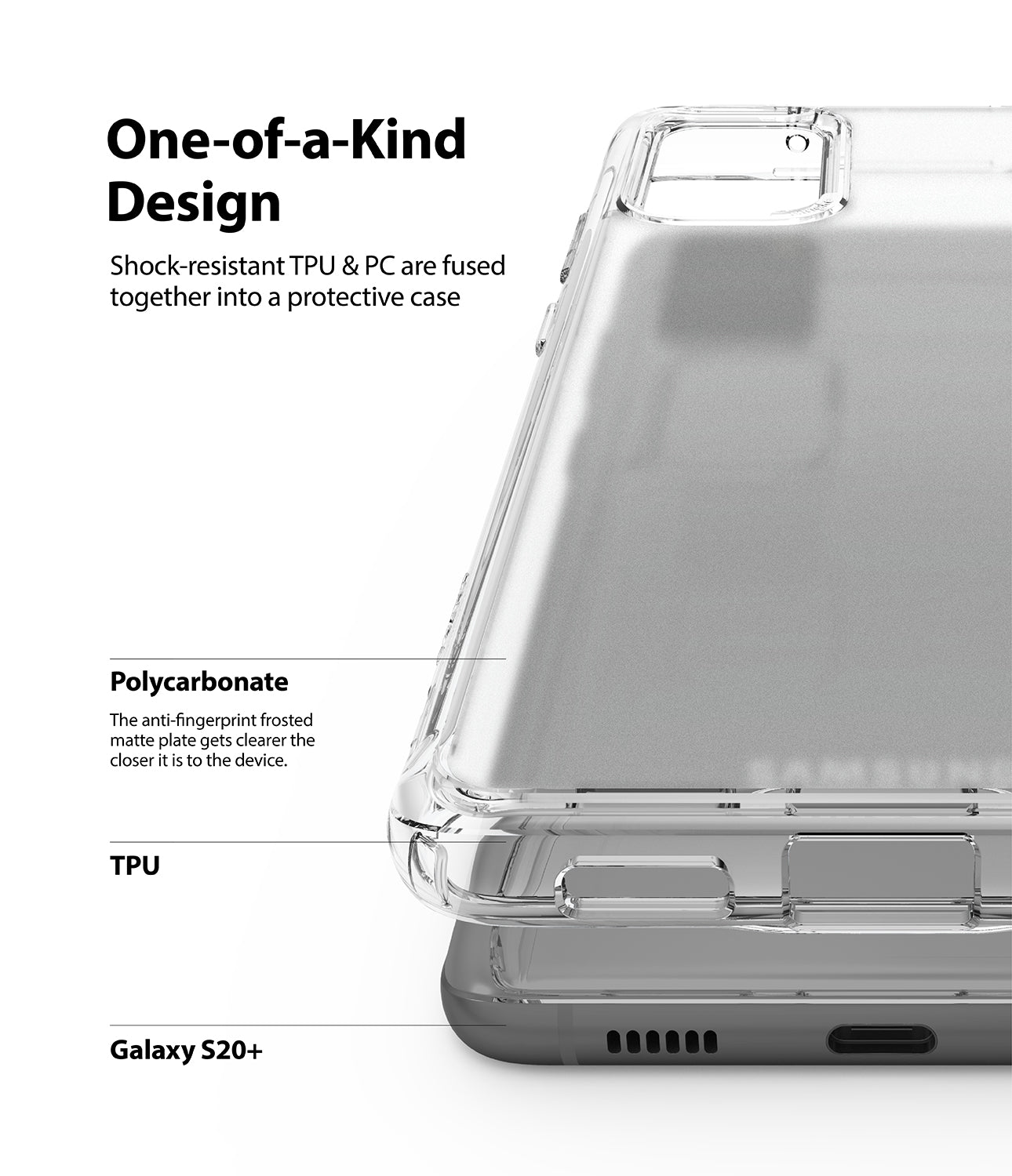 ringke Galaxy S20 plus Case Fusion case, No-Smudge Matte, frost clear, one-of-a-kind-design