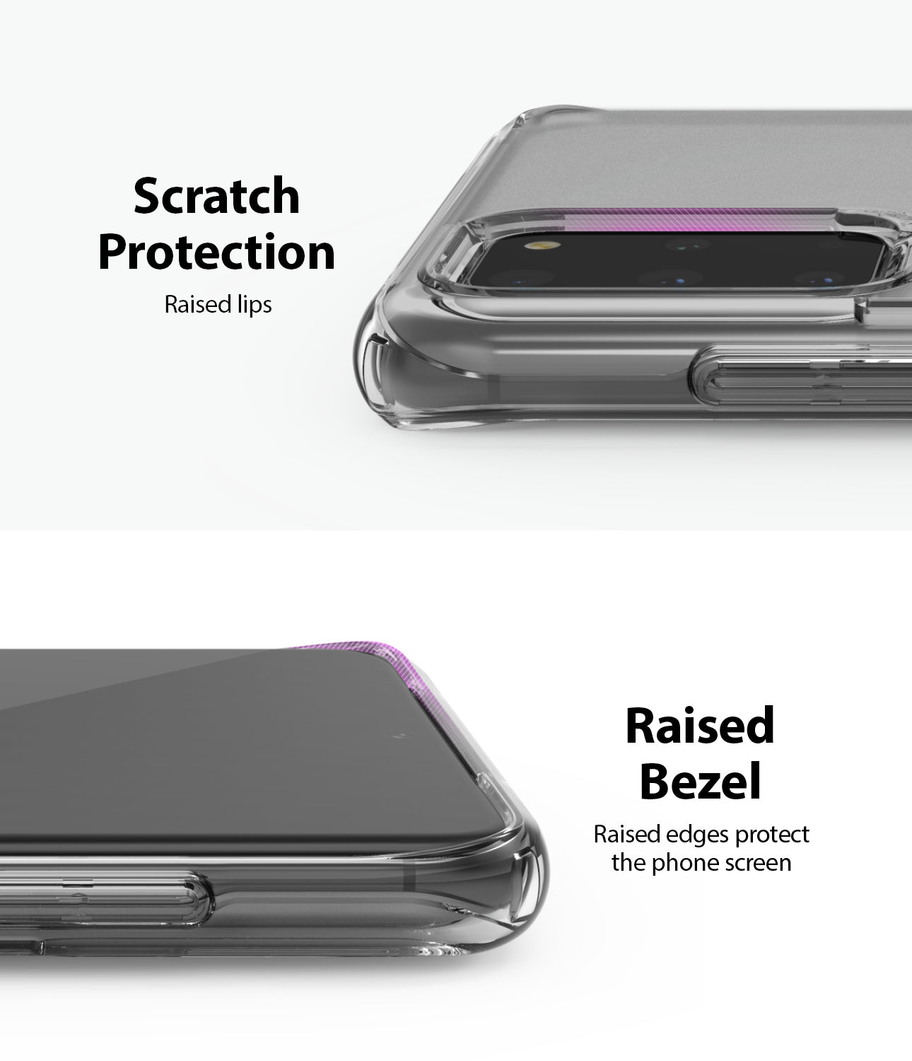 ringke Galaxy S20 plus Case Fusion case, No-Smudge Matte, frost clear, scratch protection, raised bezel