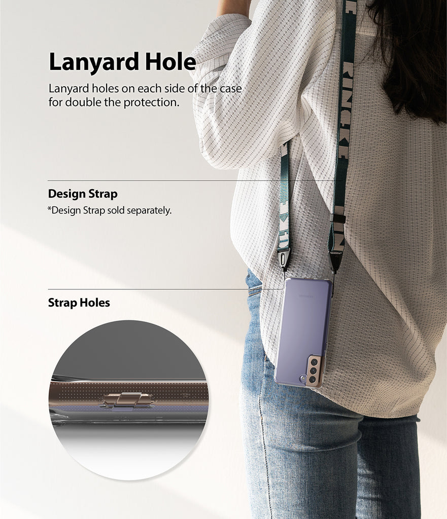 lanyard holes on both sides to attach accessories
