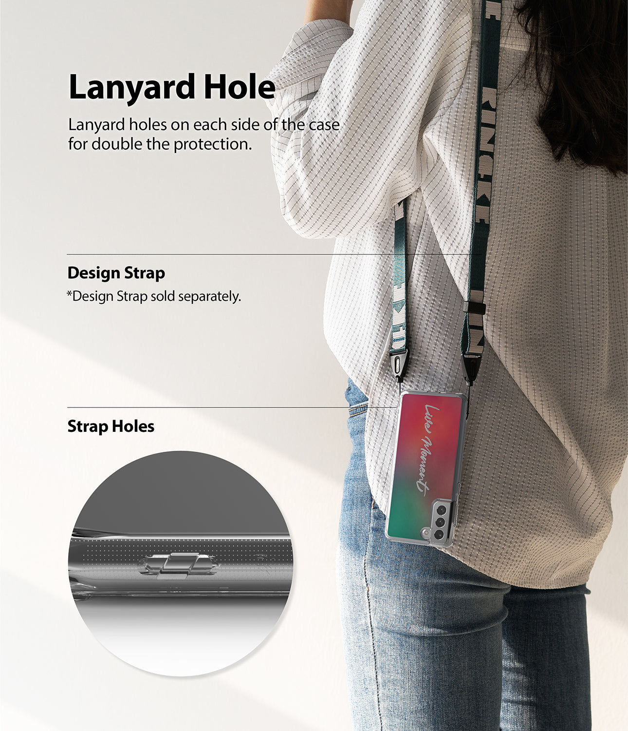 lanyard holes available on both sides of the case to attach accessories