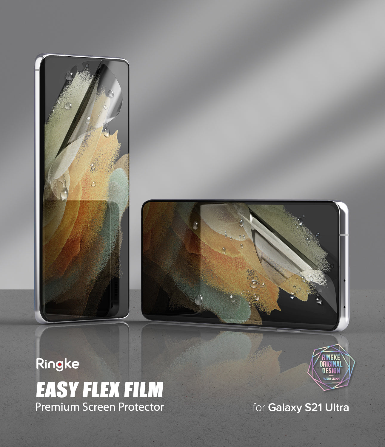 ringke easy flex EPU film with wet installation screen protector for galaxy s21 ultra - 2 pack