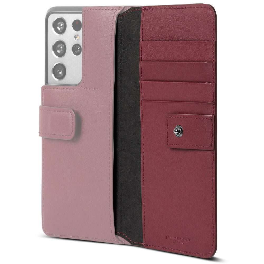 ringke signature folio+ with wallet insert designed for samsung galaxy s21 ultra - burgundy