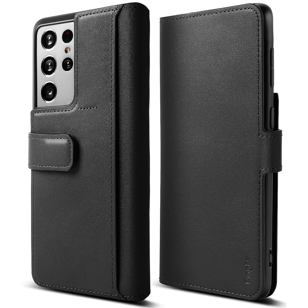 ringke signature folio+ designed for samsung galaxy s21 ultra - black