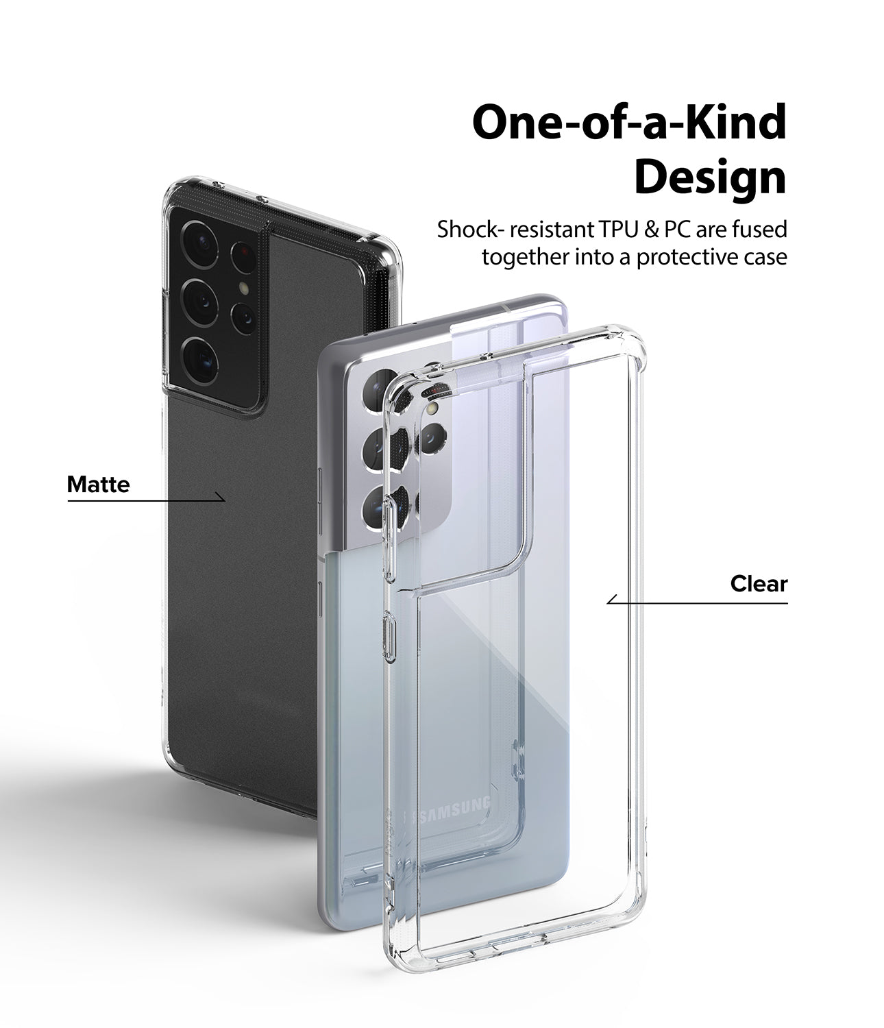 shock resistant TPU and PC are fused together into a protective case