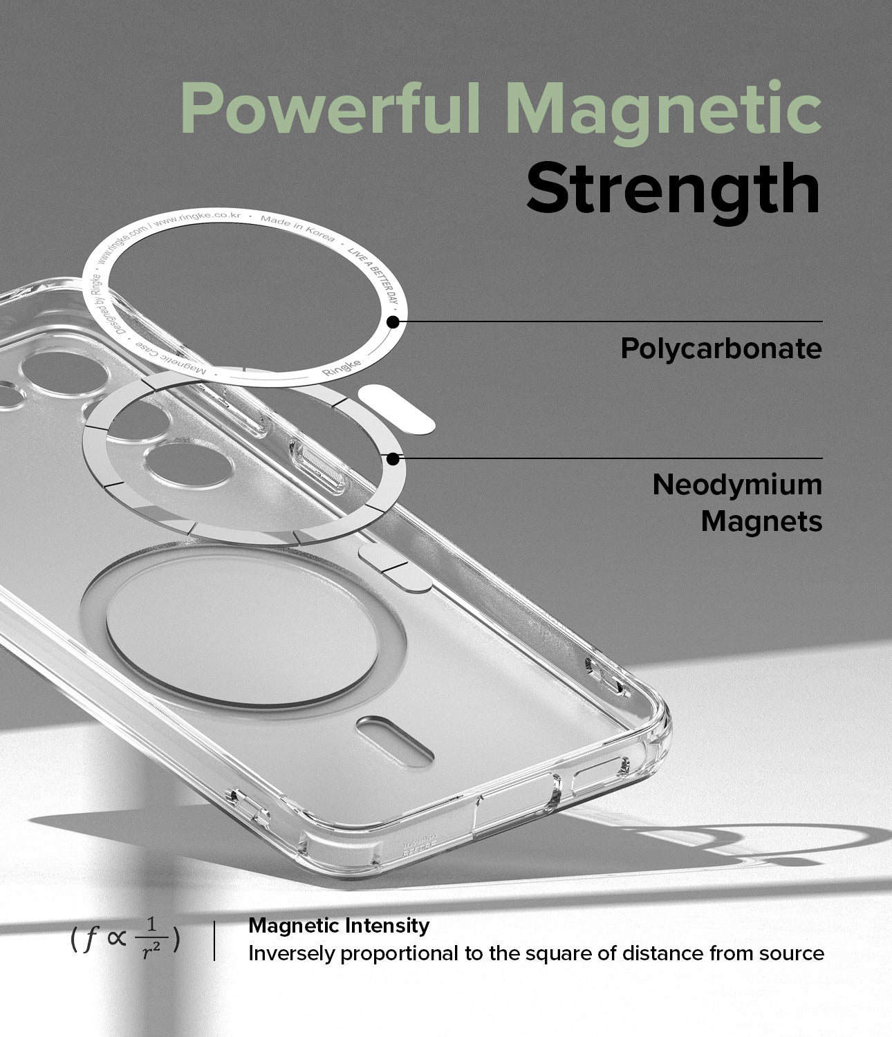Powerful Magnetic Strength l Polycarbonate / Neodymium Magnets. Magnetic Intensity - Inversely proportional to the square of distance from source